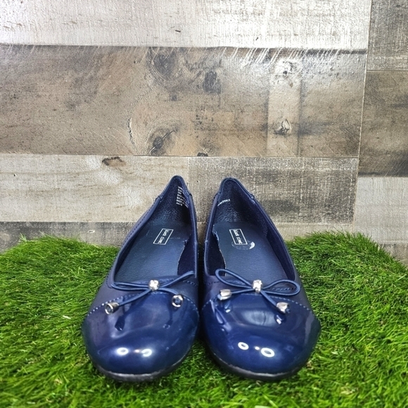 New BLACK RIVET Vanessa Wedge Flats In Blue Size 10W - Picture 6 of 12